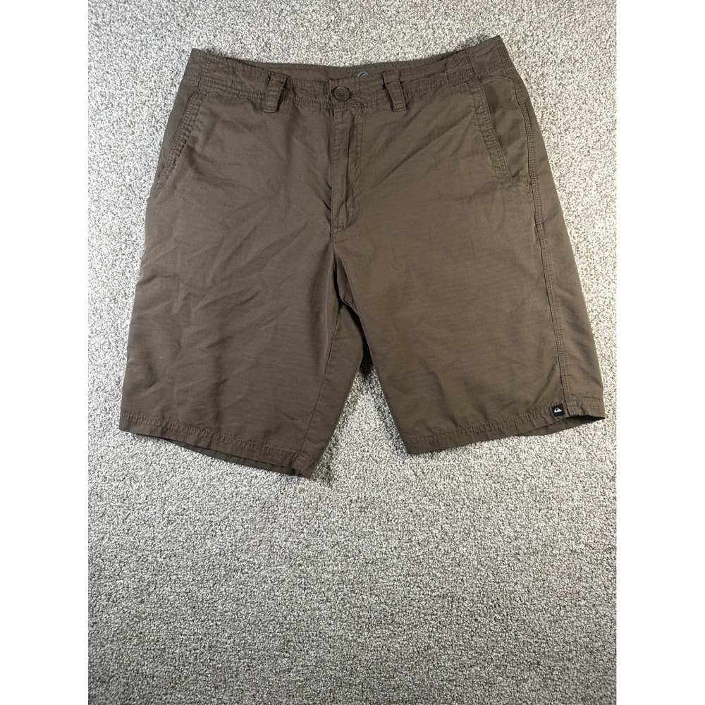 Quiksilver Mens Ripstop Shorts Brown Size 31 Flat Front Outdoor Hiking 1104138